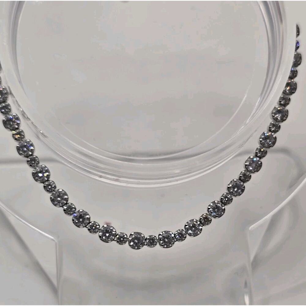 Swarovski Round cut, White Rhodium plated Subtle Trilogy tennis Bracelet sparkle